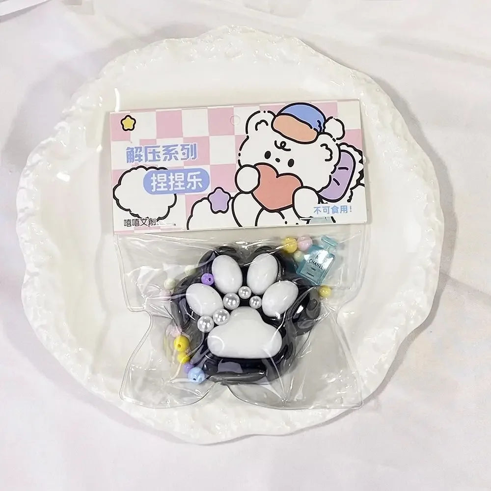 Mini Cat Paw Squeeze Toy Silicone Pinch Decompression Toy Plush TPR Fidget Sensory Toy close-up view