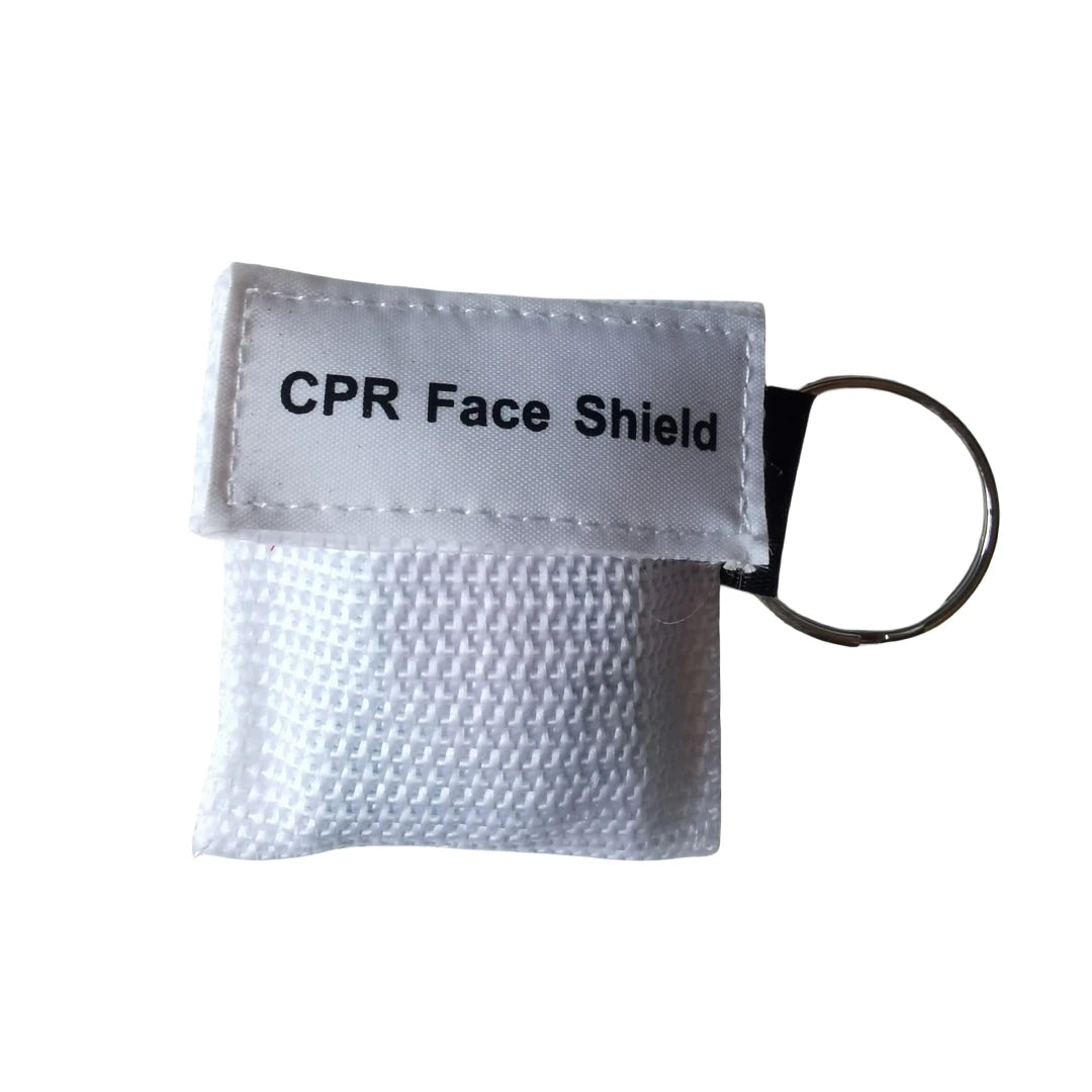 Compact CPR Face Shield Keychain | Portable Emergency Resuscitator Mask close-up view