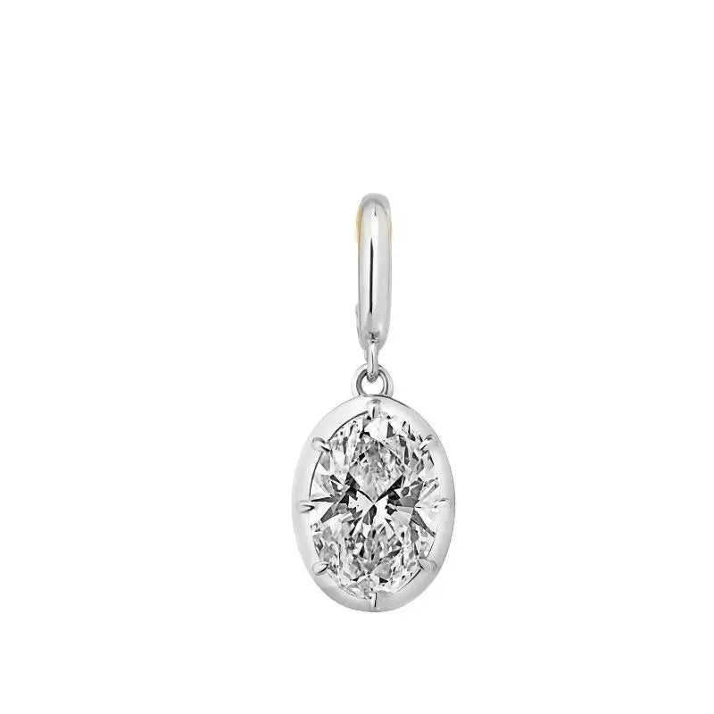 Minimalist Women's Geometric White Zircon Necklace Thin Bead Chain Pendant Non-fading close-up view