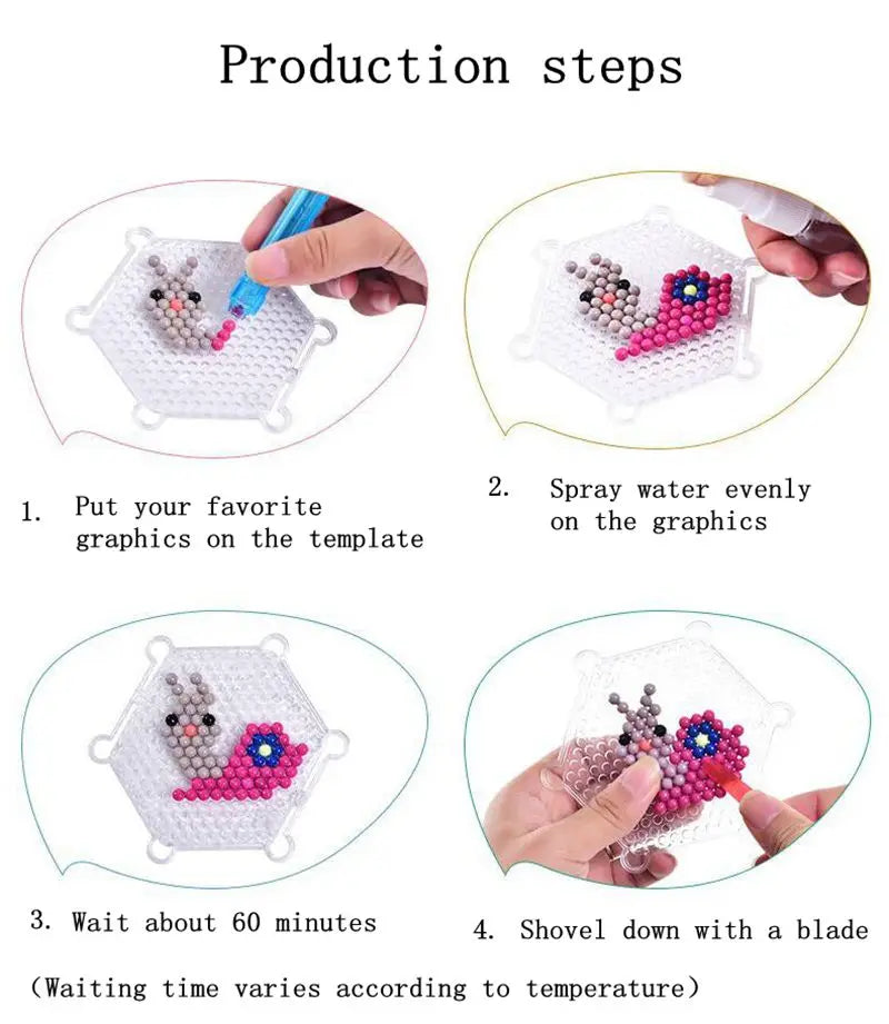 500PCS/Set Jewel Beads 3D Puzzle toys for Children 6 Colors Refill Pack Water sticky B close-up view