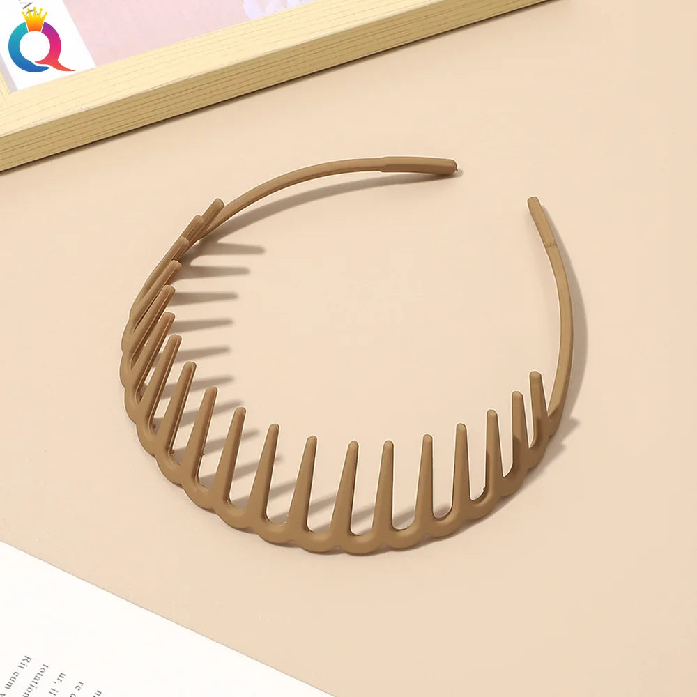 Korean Simple Headwear Hair Hoop Bezel with Teeth Headband Women Girl Solid Color R additional angle
