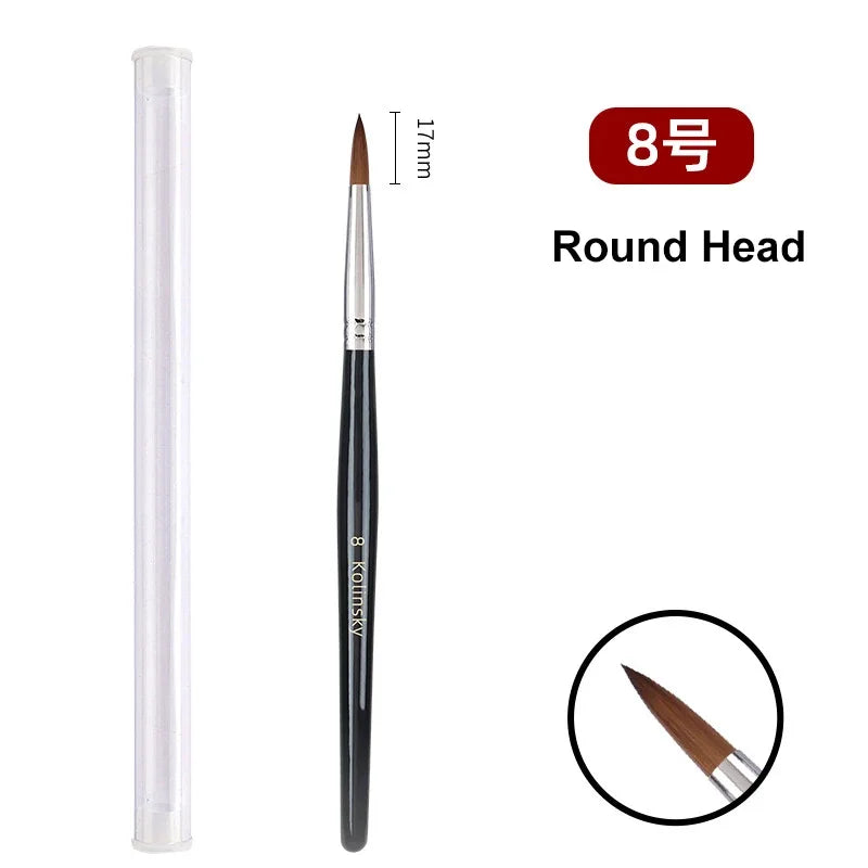 Kolinsky Acrylic Nail Art Brush Wood Handle Nail Art Mink Brush Gel Builder Nail Tools M detail view