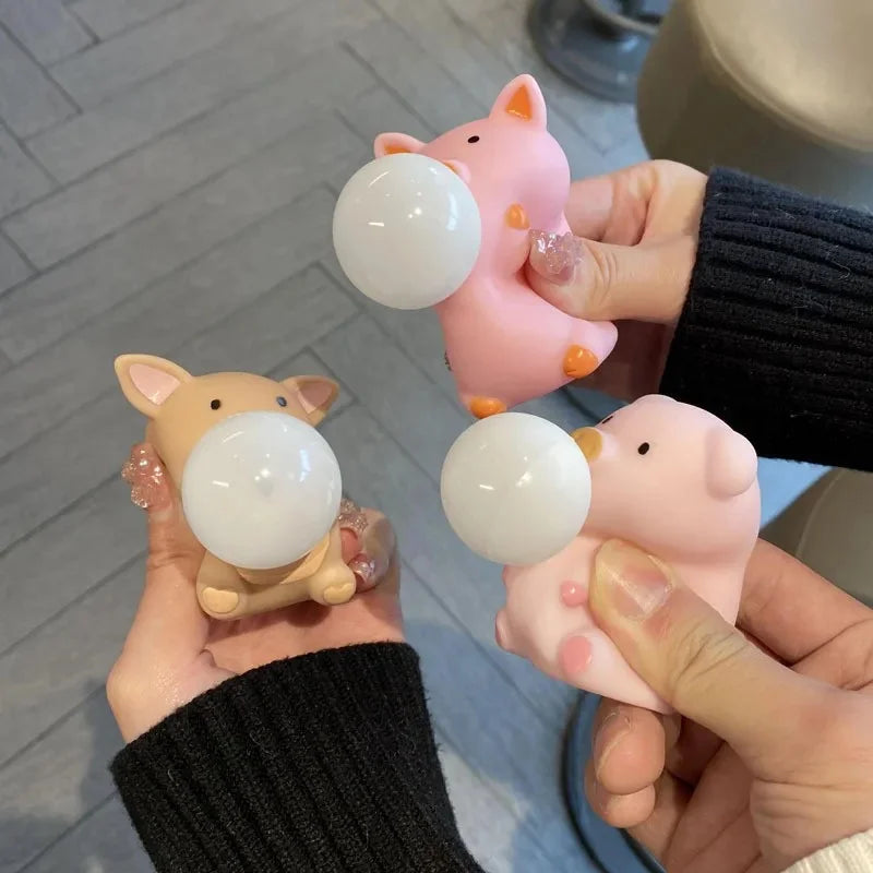 Piggy Capybara Fidget Squeeze Toy Cute Pig Squishy Toys Animal Spit Bubbles Stress Relie detail view