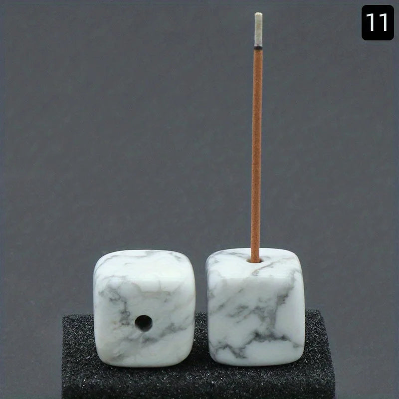 Natural Agate Stone Incense Holder | Square Wire Stick Incense Burner with Unique Pat alternate view