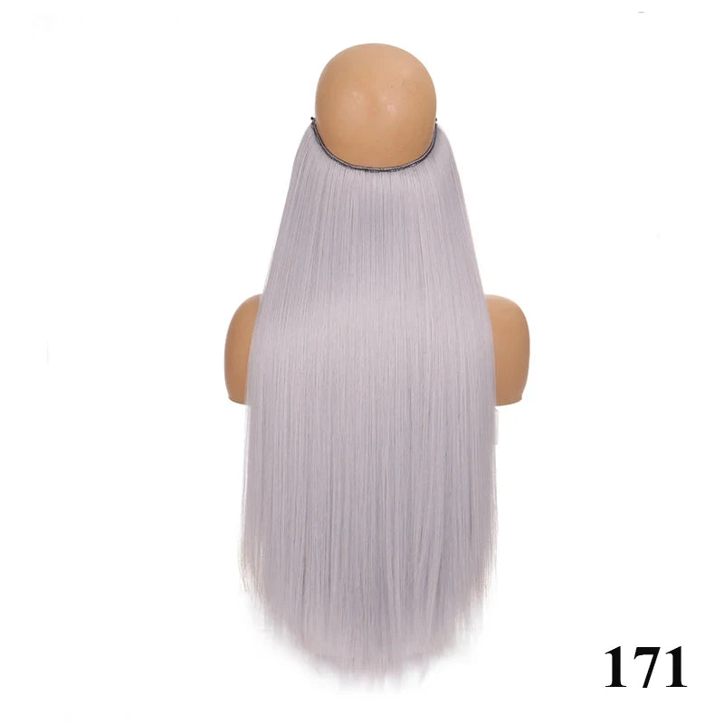 Fish line hair extension piece | 40cm 50cm 60cm straight and curly daily wear for women detail view