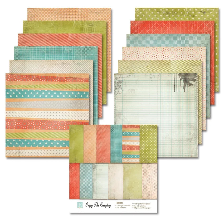 24 Sheets Craft Paper Pads for Scrapbooking and Card Making | Mixed Pattern Backgroun alternate view