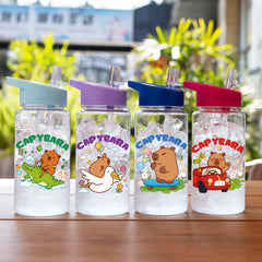 1 Piece 500ml (17 fl oz) Capybara Printed Straw Cup, Summer Water Bottle, BPA Free, Portable Sports