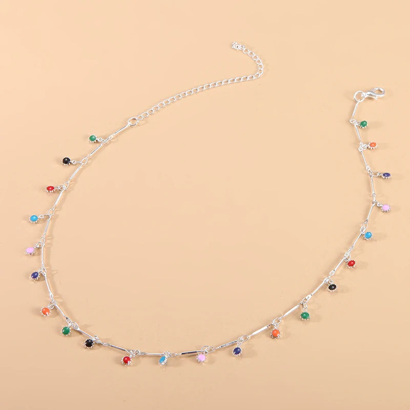 Fashion Simple Candy Color Tassel Necklace for Women Aesthetic All-match Pendant Jewe alternate view