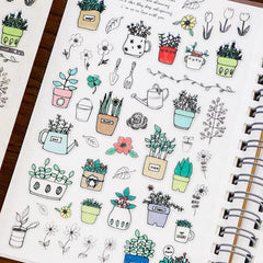 Suatelier Potted Plant PVC Stickers | Korean Import DIY Scrapbooking Set detail view