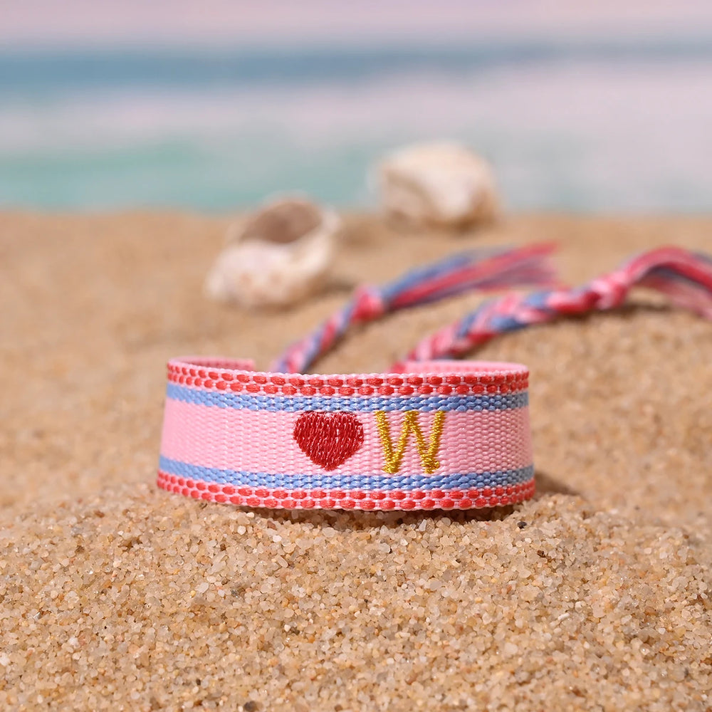 Handwoven Initial Letter Bracelet | Personalized Friendship Gift for Women lifestyle view