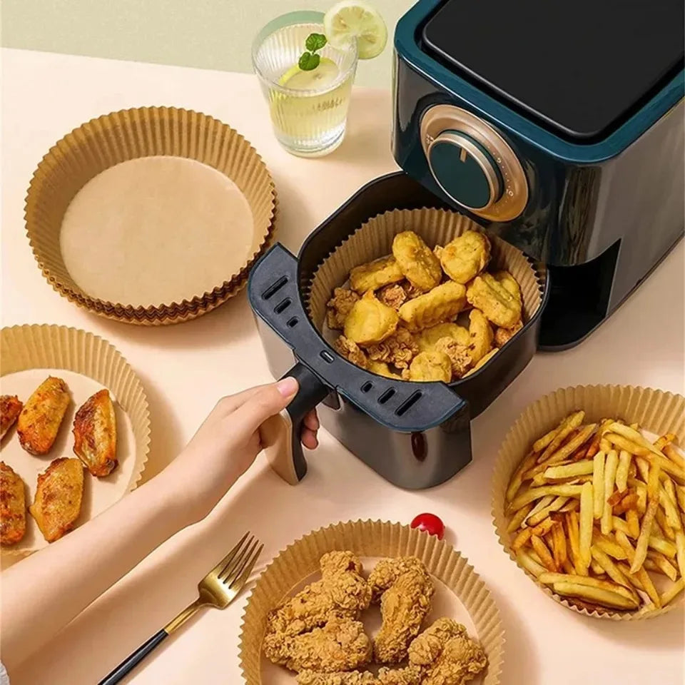 Disposable Air Fryer Paper Liners | Oil-Proof Baking Trays Set lifestyle view