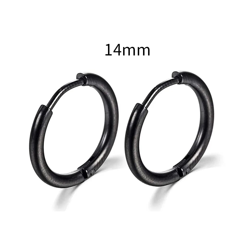 2022 New Simple Stainless Steel Small Hoop Earrings for Women Men Cartilage Ear Pierci close-up view
