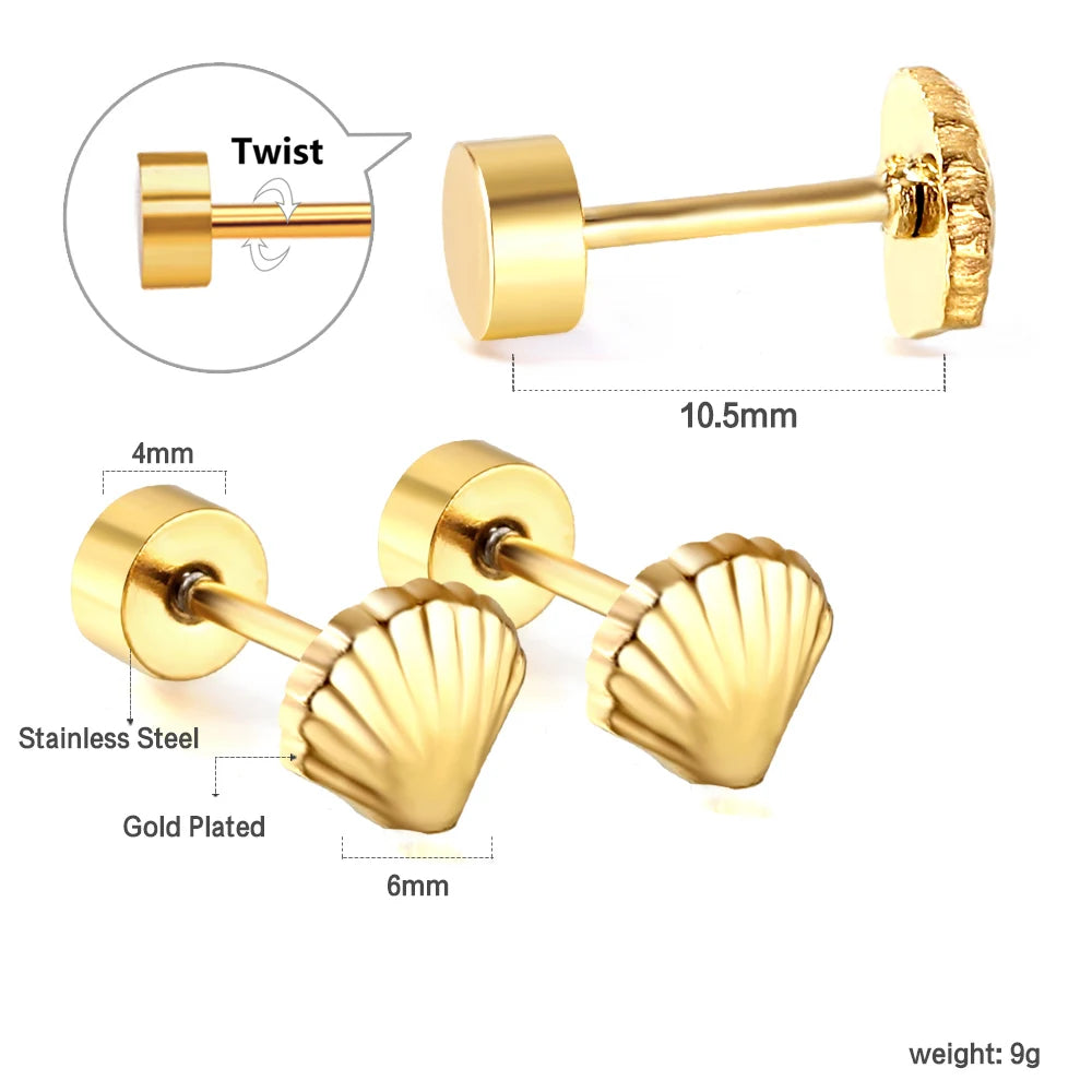 LUXUSTEEL Mini Cute Stainless Steel Stud Earrings Women Girls Heart Butterfly Rabbi additional angle