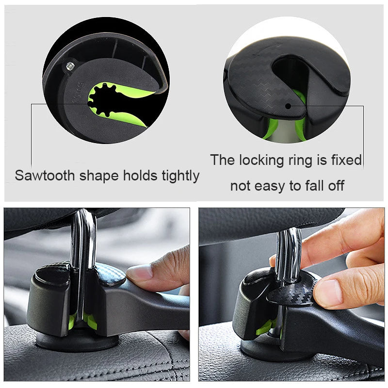 Car Seat Back Headrest Hook Hidden Mount Hanging Hooks