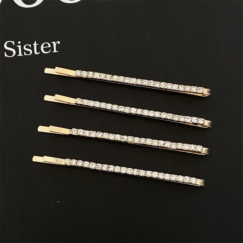 Bling Crystal Hair Clips Set Rhinestone Flowers Barrettes Side Pin Sweet Elegant Bobb lifestyle view