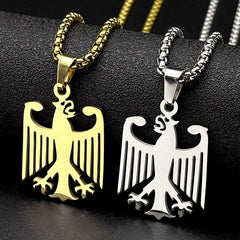 Hollow German Eagle Bundesadler National Emblem Symbol Pendant Necklaces Gold Color Stainless Steel