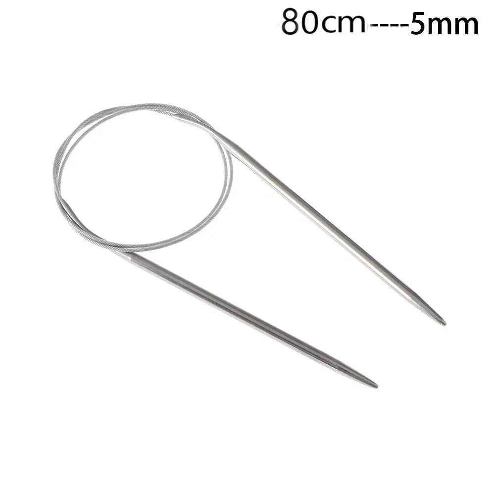 80/100cm Stainless Steel Circular Needle Round Weaving Knitting Needles Handmade Cr additional angle