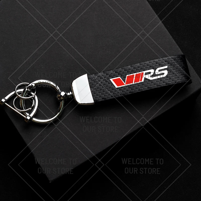 Skoda VRS Carbon Fiber Keychain | Car Emblem Key Ring for Citigo Kodiaq Yeti Rapid Fa alternate view