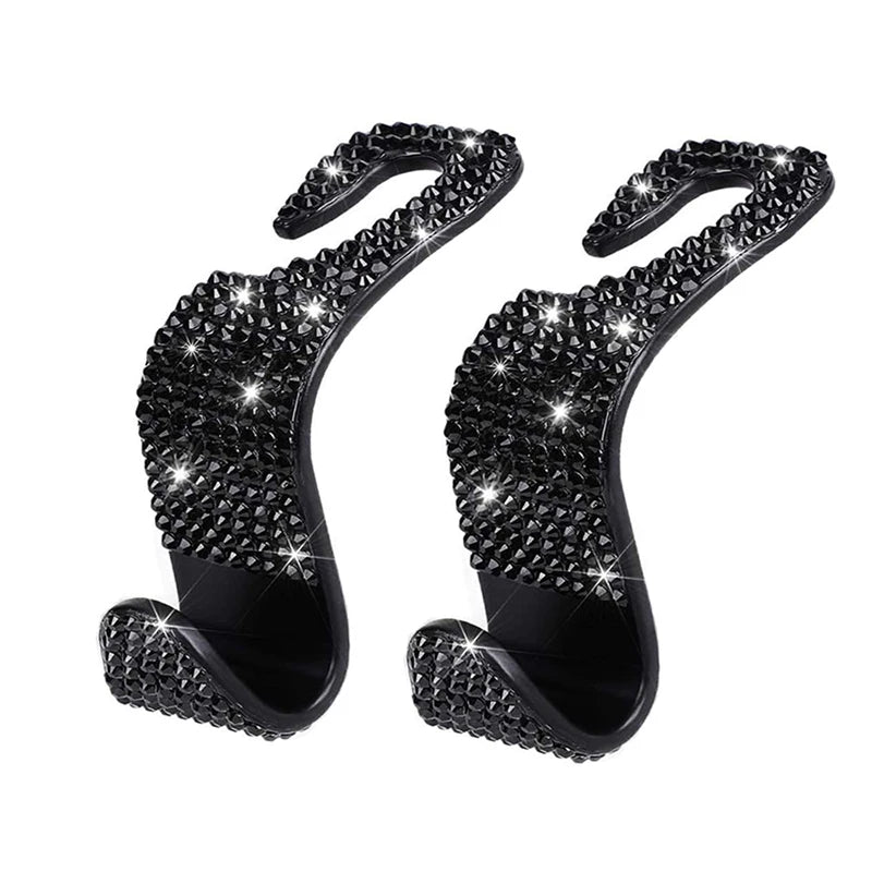 Rhinestone Decor Car Seat Back Hook Hanger Universal Bling Diamond Vehicle Auto Hea additional angle