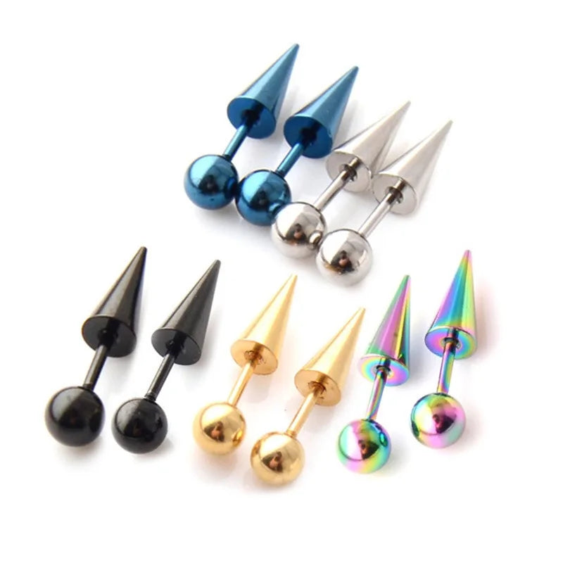 1Pair 16G 316L Stainless Steel Spike Stud Earrings, Screw Back Cartilage Tragus Conch lifestyle view