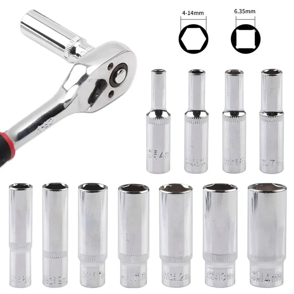 1/4 Hex Drive Deep Socket Adapter Set | Chrome Vanadium Steel Impact Socket Wrench alternate view
