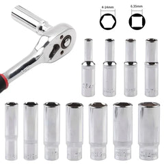 1/4 Hex Drive Deep Socket Adapter Set | Chrome Vanadium Steel Impact Socket Wrench alternate view