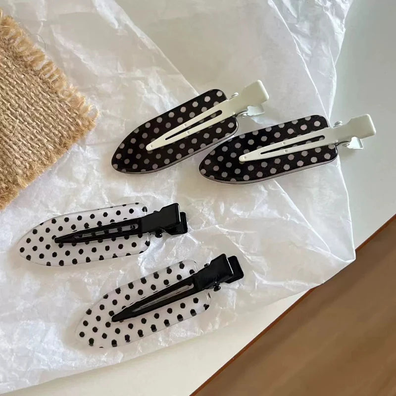 Black White Polka Dot Acrylic Hair Clips Minimalist Secure Hold Suitable for Daily We lifestyle view