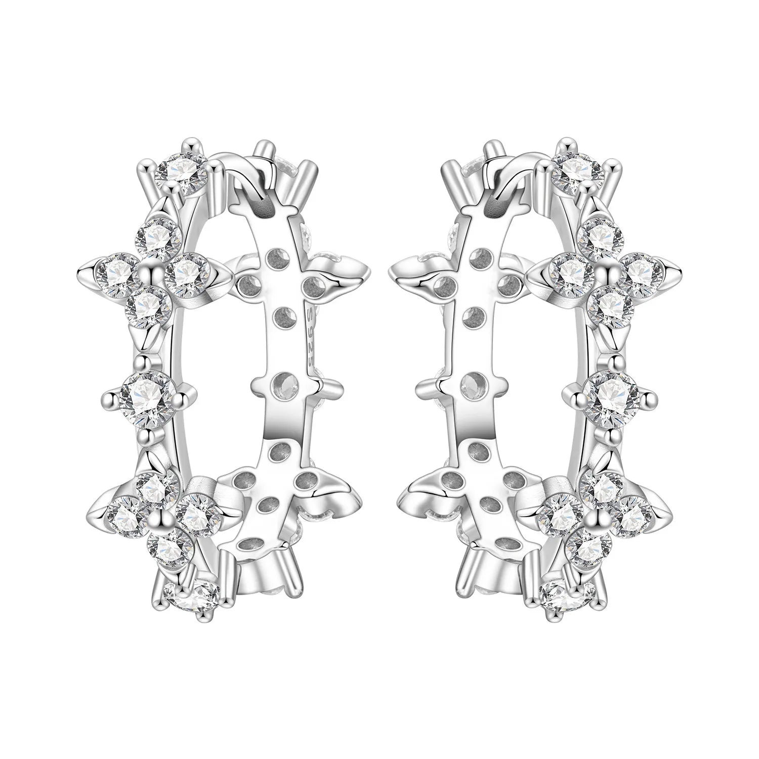 Orstarry S925 Sterling Silver Square Chain With Stone Inlaid Earrings Hoop Earrings For detail view