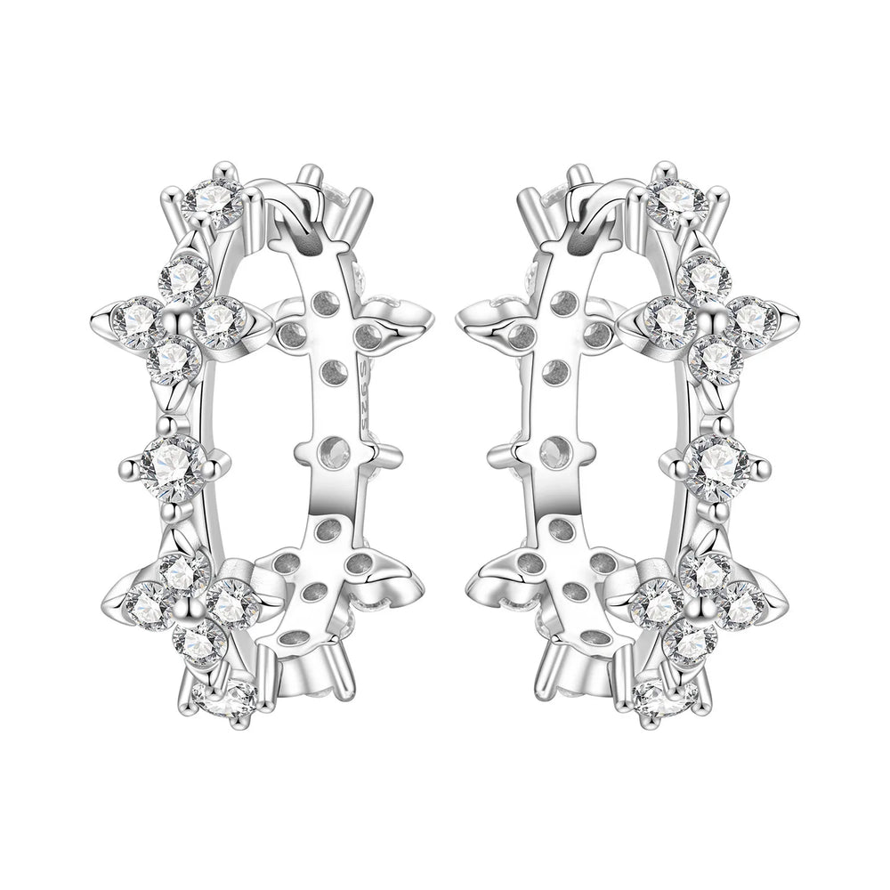 Orstarry Original 925 Sterling Silver Blue Iris Flower Earrings Women Hoop Earring An alternate view