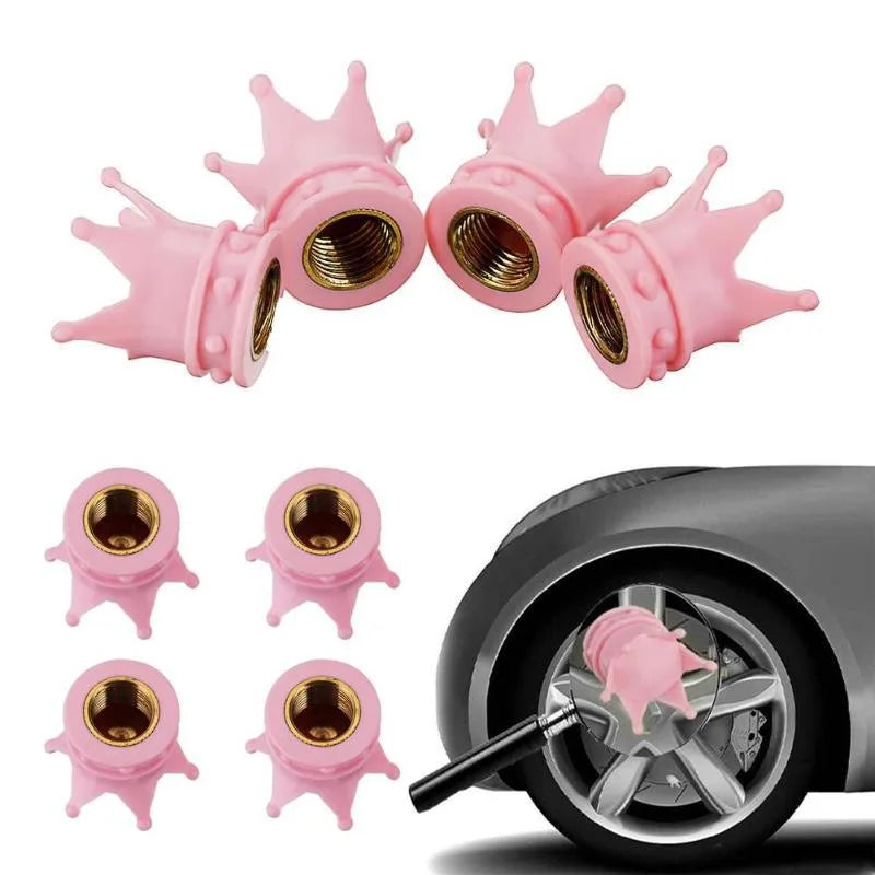 4 PCS Universal Crown Wheel Valve Covers Air Dustproof Waterproof Car Motorcycle Tyre Ri detail view