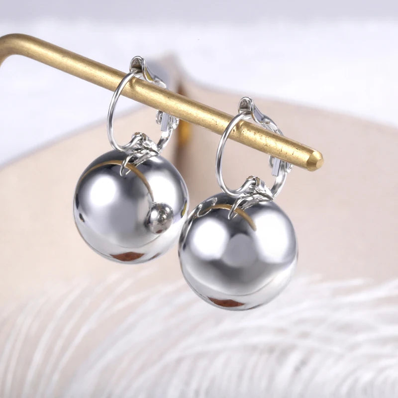 Smooth Ball Drop Earrings for Women | Creative Gold White Rosegold Dangle Jewelry alternate view