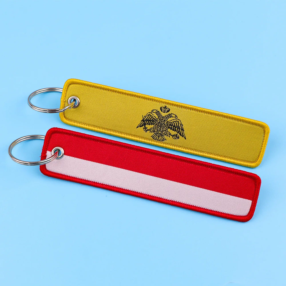 National Flags Embroidery Key Fob | Motorcycle Car Backpack Keychain additional angle