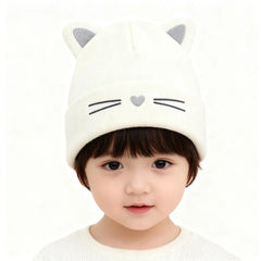 Baby Cartoon Cat Ears Knitted Hat | Warm Cotton Beanie for Toddlers
