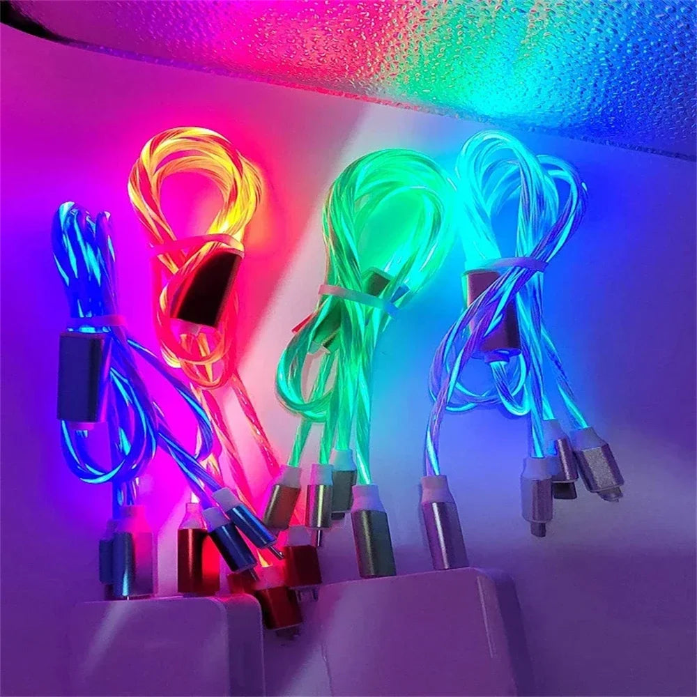 Glowing LED Light USB 3-in-1 cable Phone Fast Charging Charger Luminous additional angle
