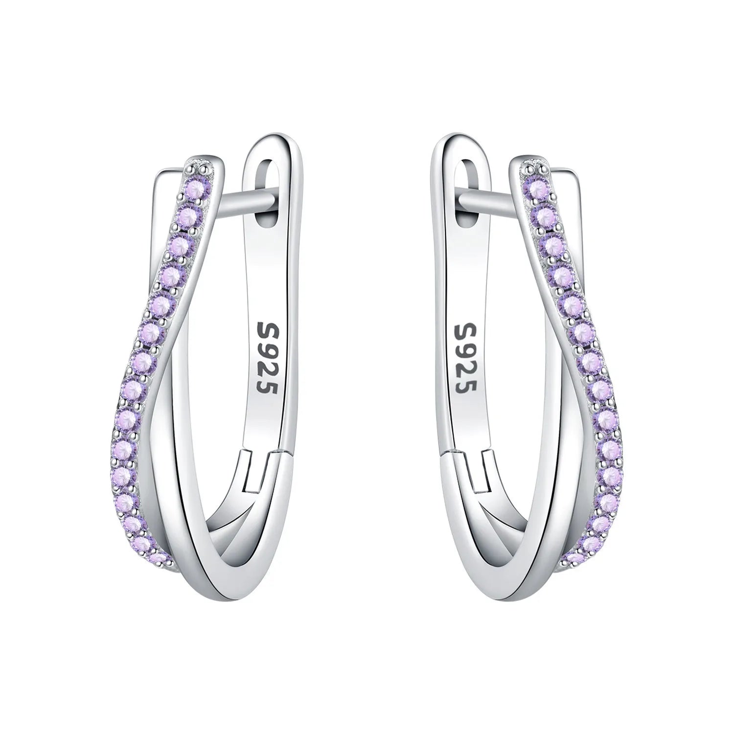 Orstarry S925 Sterling Silver Square Chain With Stone Inlaid Earrings Hoop Earrings F lifestyle view