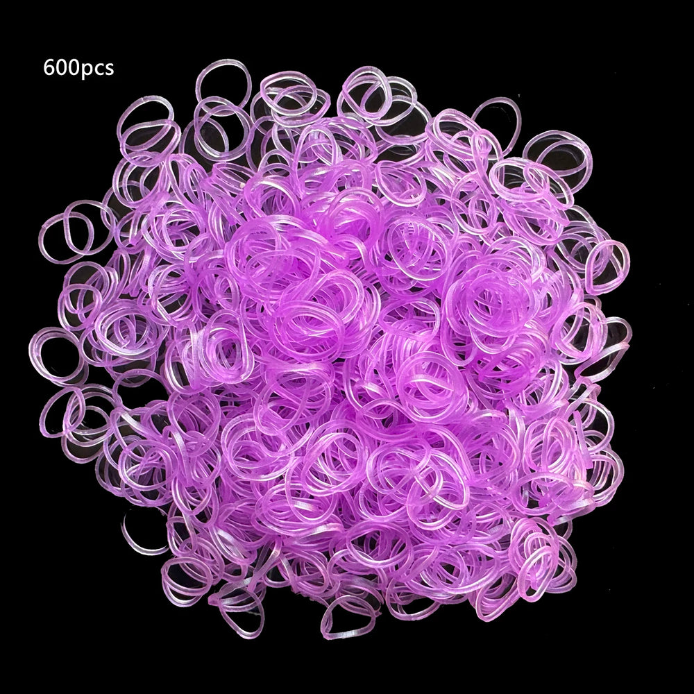 600pcs Colorful Loom Band DIY Bracelet Luminous Transparent Rubber Band Rainbow Cir additional angle