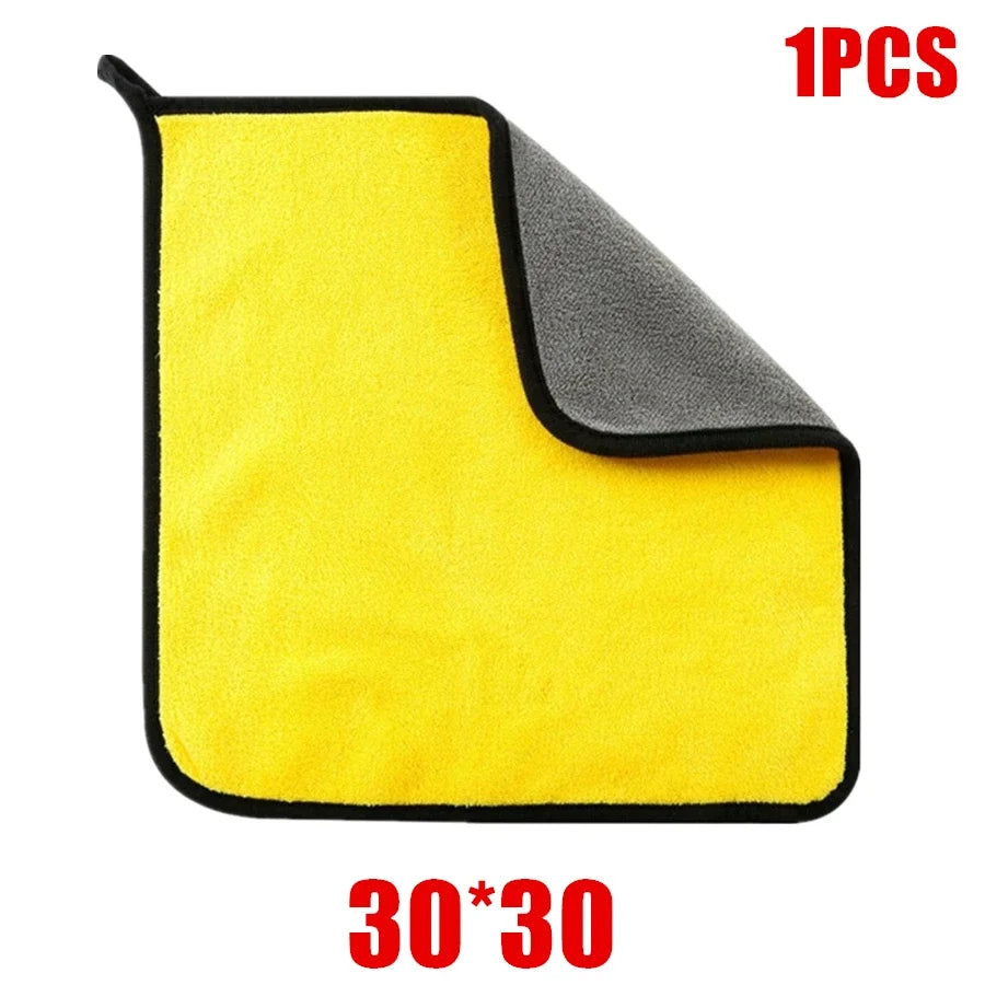 1/2/6pcs Microfiber Cleaning Towel Thicken Soft Drying Cloth Car Body Washing Towels Dou detail view