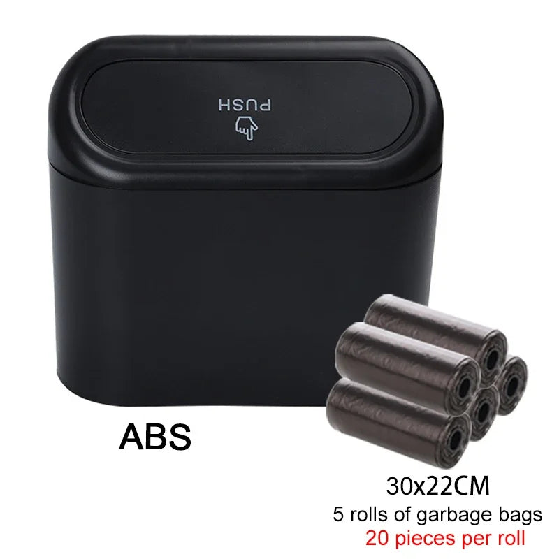 Car Trash Can Bin with Lid Car Garbage Can Leakproof Mini Car Interior Storage Case additional angle