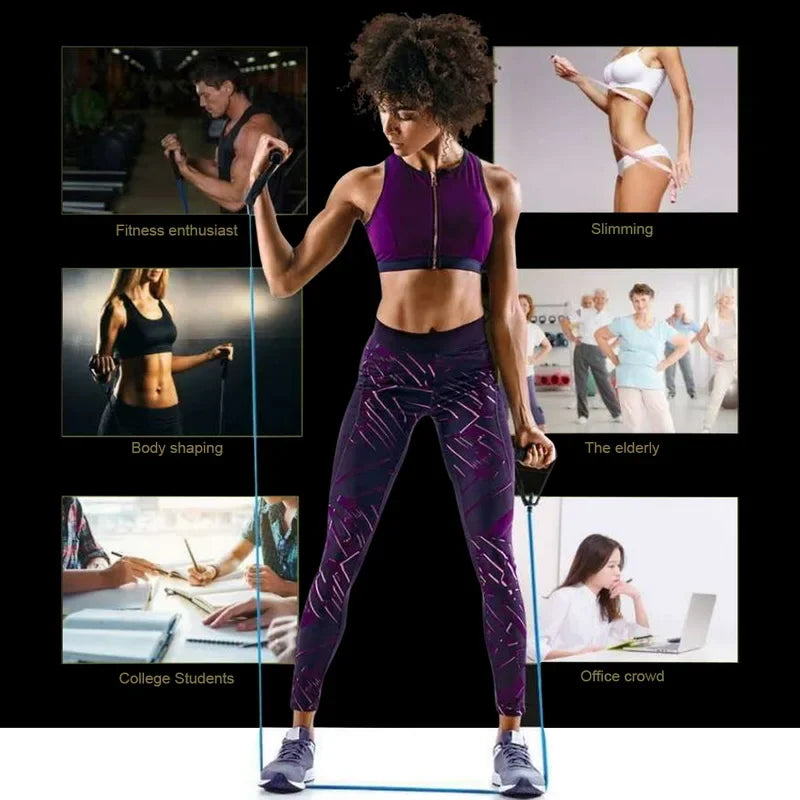5 Level Resistance Band Set | Elastic Pull Rope with Handles for Home Strength Training detail view