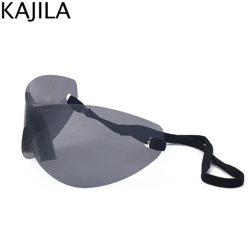 Oversized Punk Rimless Sunglasses | Y2K UV400 Mirror Lens Shades lifestyle view