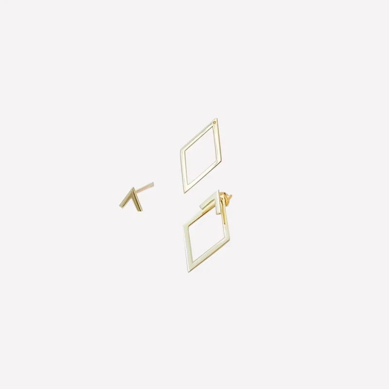 FTCY Minimalist Geometric Square Stud Earrings for Women Double-layer Detachable Tria lifestyle view