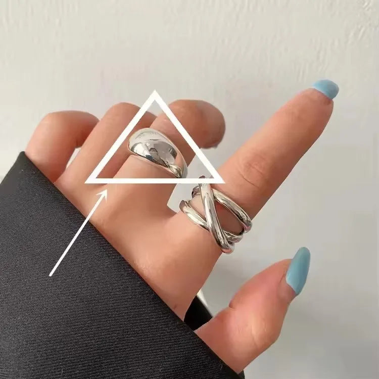 VENTFILLE 925 Sterling Silver Geometric Multilayer Round Bead Ring Female Fashion P additional angle
