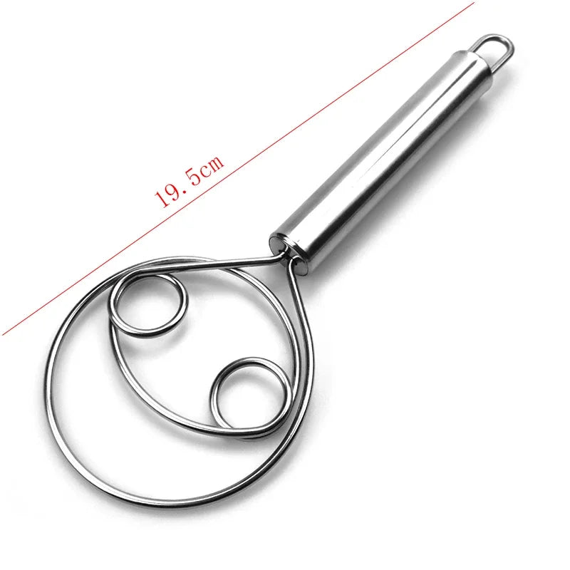 Danish Dough Whisk | Stainless Steel Mixing Rod for Baking additional angle