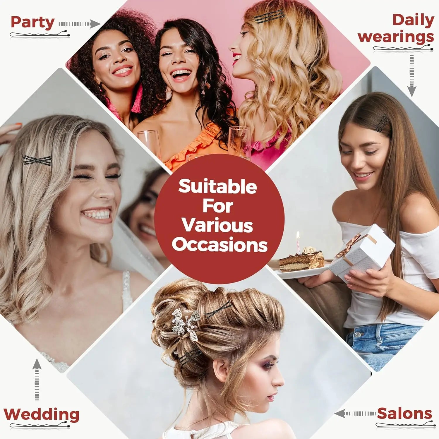 50/100/200Pcs Bobby Pins Black Hair Pins Premium Wavy Black Bobby Pins Hair Clips Sui lifestyle view