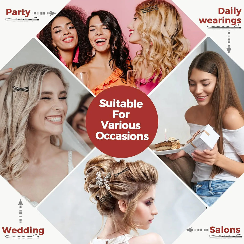 50/100/200Pcs Bobby Pins Black Hair Pins Premium Wavy Black Bobby Pins Hair Clips Sui lifestyle view