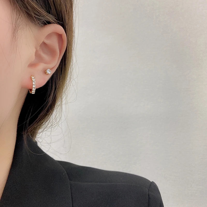1 Set New Fashion Metal Circle Drop Small Earrings For Women Trend Pendant Piercing E alternate view