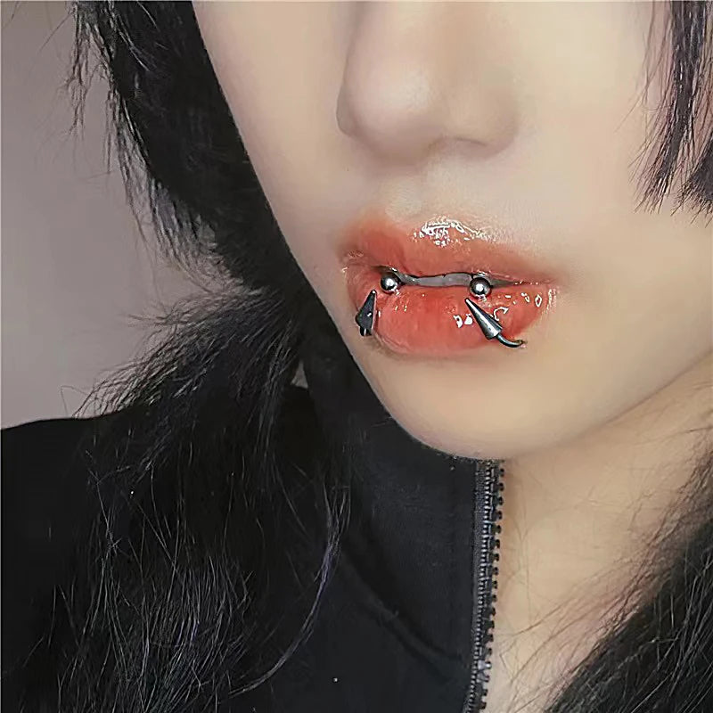 16G Stainless Steel Cone Septum Ring Horseshoe Nose Piercing Spike Lip Tragus Helix Earring - Body J