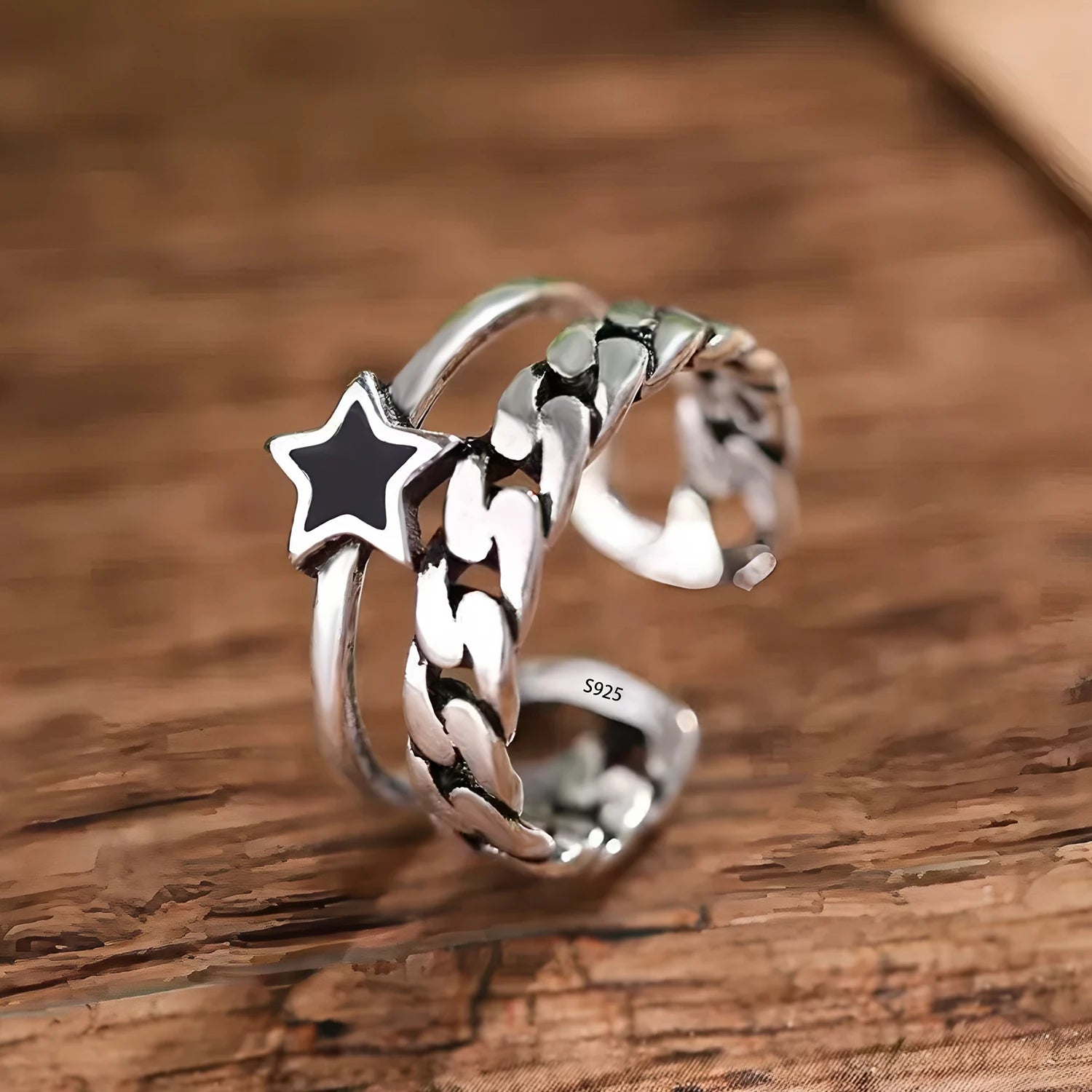 VENTFILLE 925 Sterling Silber Unregelmäßiger Ring | Geometrischer Minimalistischer Schmuck für Frauen