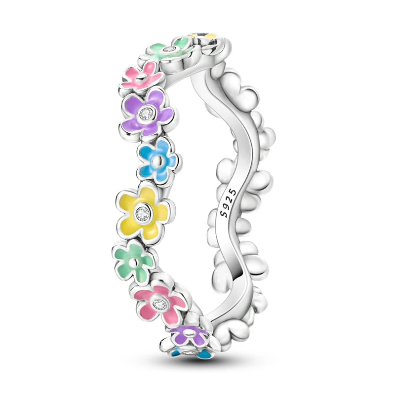 LAZA 925 Sterling Silver Colorful Rings Sparking Zirconium Bowknot Moon Sun Original alternate view