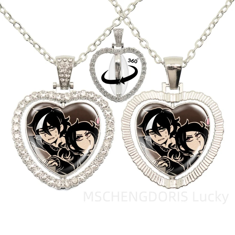 The Coffin Of Andy And Leyley Cosplay Necklace | Double Sided Glass Cabochon Heart Penda detail view